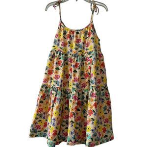 Tea Collection Maxi Dress Tie Shoulder Tiered Yellow Floral Girls Size 4